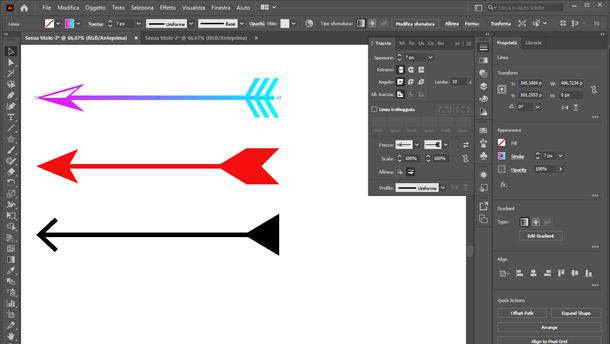 come disegnare frecce su illustrator