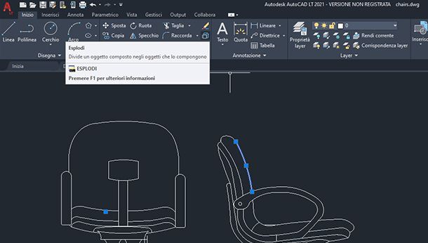 esplodere un blocco in autocad