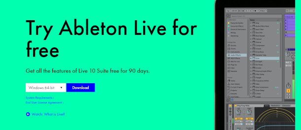 Schermata download Ableton Live