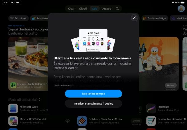 iOS/iPadOS carta regalo Apple