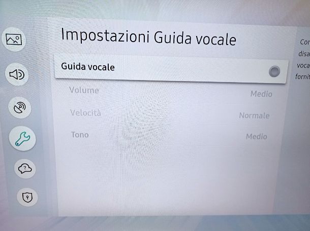 Disattivare voce guida TV Samsung