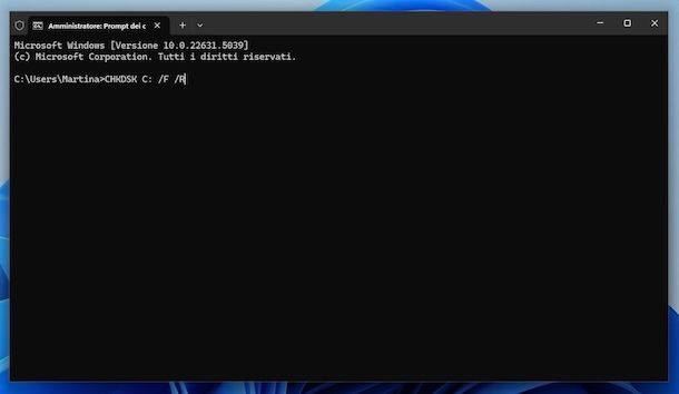 Prompt dei comandi Windows 11