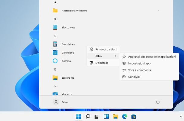 Aggiungere icona barra applicazioni Windows 11