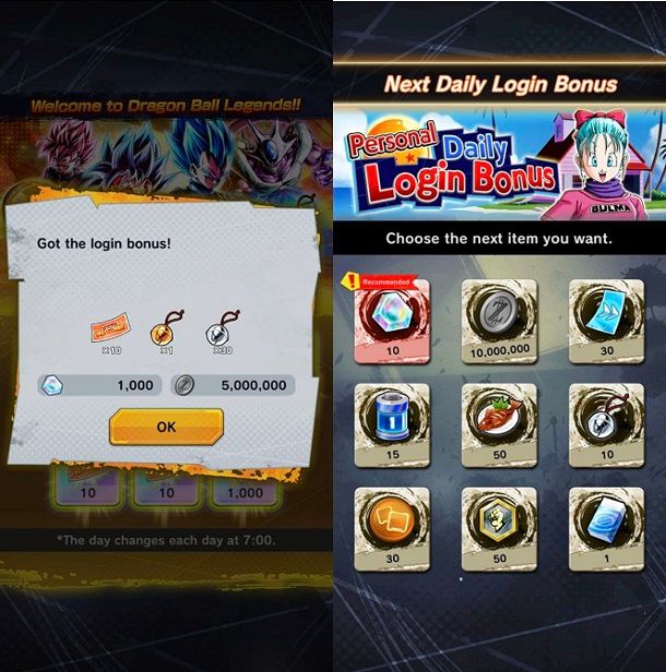 Bonus Login Dragon Ball Legends