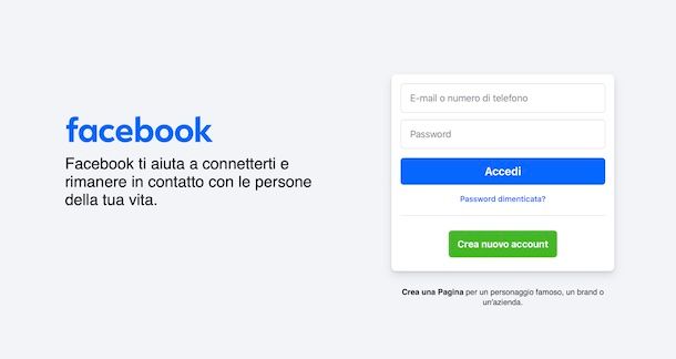 Accesso all'account Facebook eliminato 