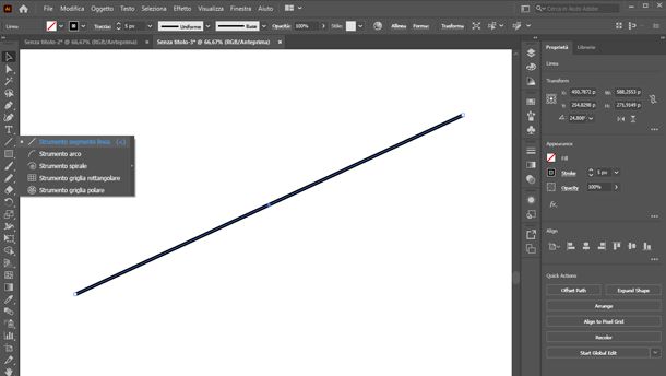 come disegnare una linea su illustrator