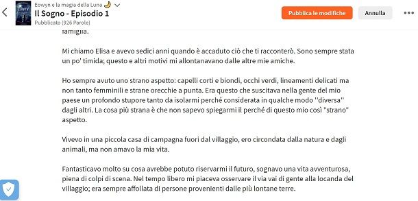 Wattpad modifica storia