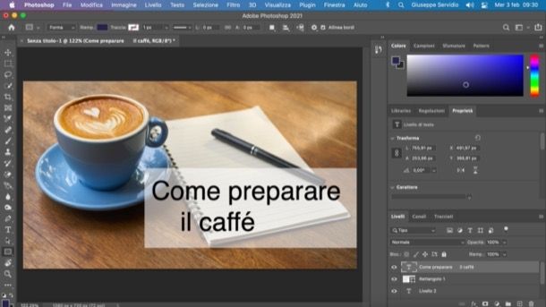 Inserimento testo in Photoshop