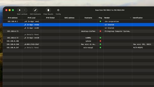 LanScan macOS dispositivi Wi-Fi