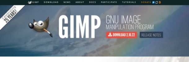 Pagina di download di GIMP