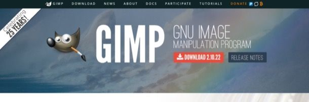 Pagina di download di GIMP