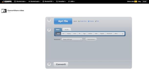 Convertitore video di 123apps