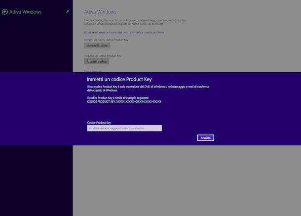 Attivazione Windows 8