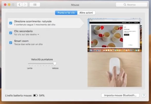 Velocità puntatore mouse macOS