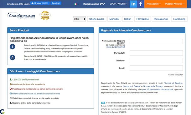 Siti per ricerca personale CercoLavoro