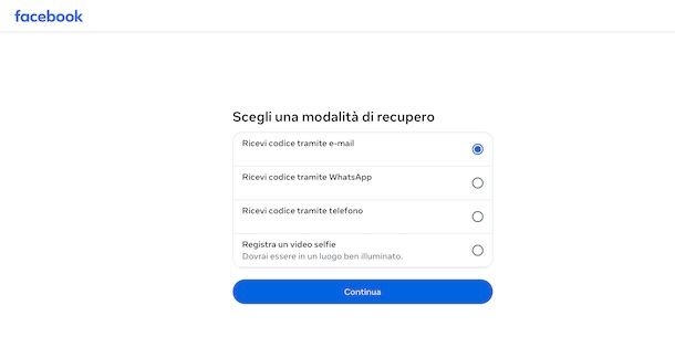 Recupero account Facebook