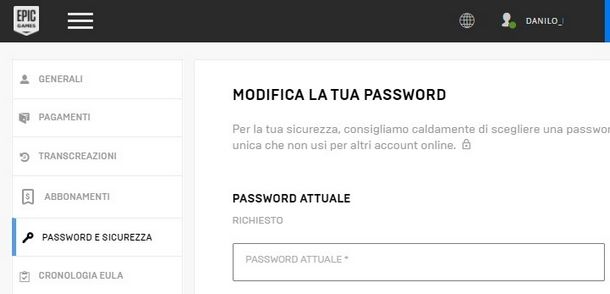 Entrare nelle impostazioni di sicurezza dell'account Epic Games