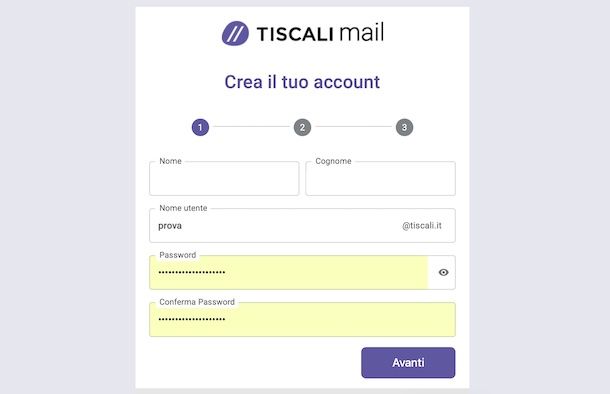 Registrarsi su Tiscali Mail