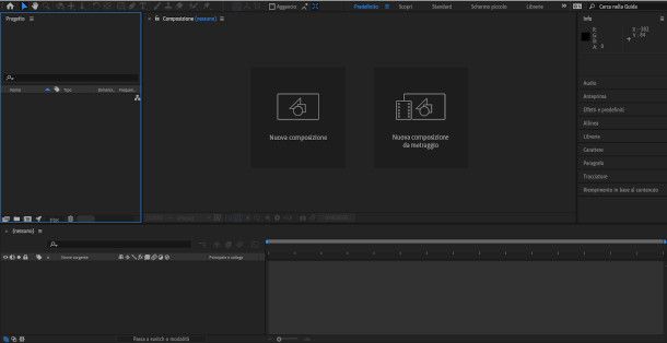 schermata nuova composizione after effects