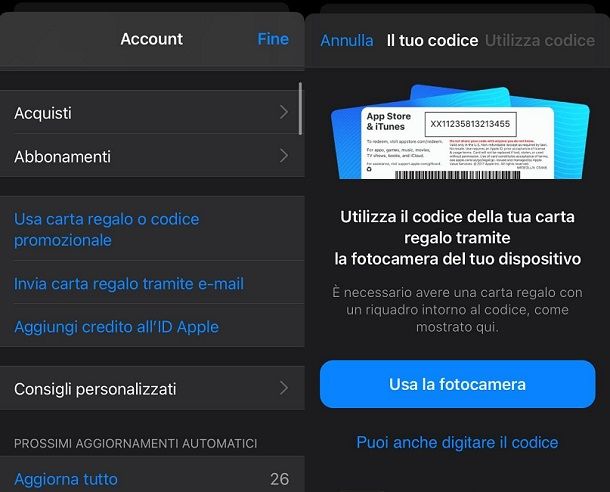 Come riscattare carta regalo App Store