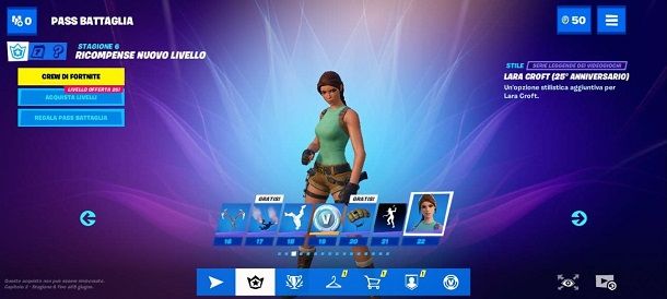 Come avere Lara Croft 25esimo anniversario Fortnite