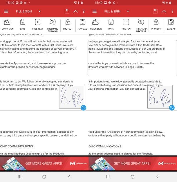 Posizionare e ridimensionare la firma su PDF Extra