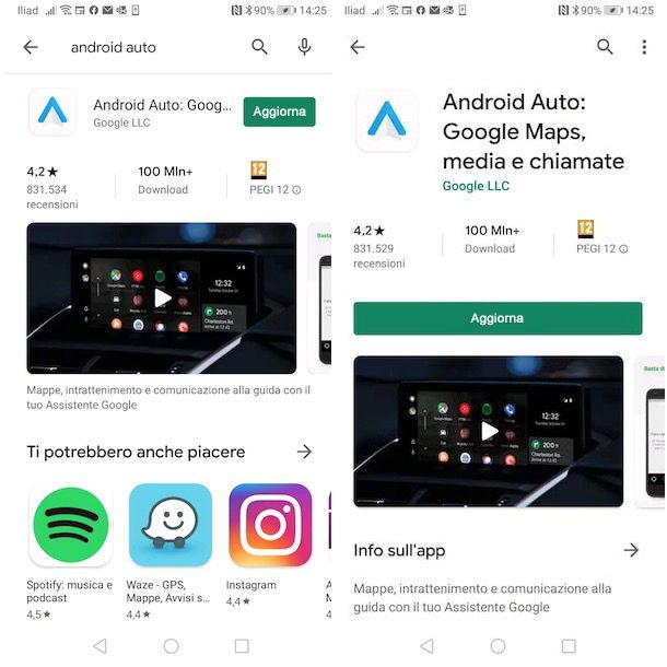 aggiorna android auto