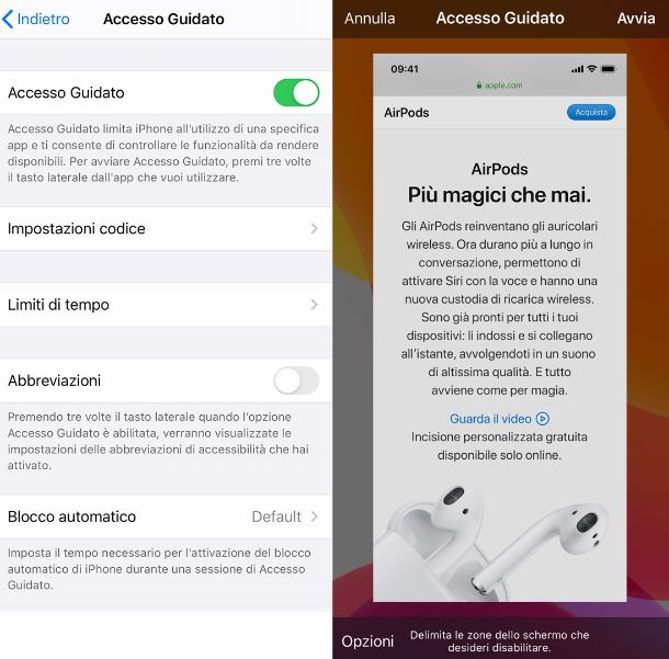 Accesso guidato iPhone