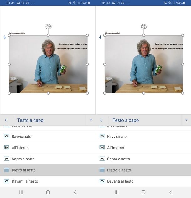 Usare l'app Word per inserire testo dentro immagini