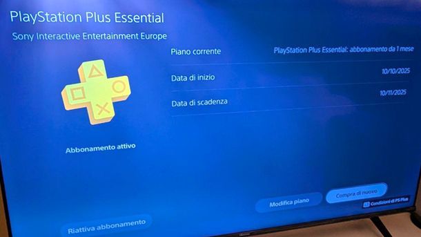 Come vedere quando scade il Plus PS5