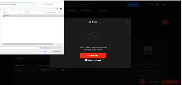schermata Upload beat Beatstars