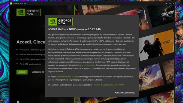 GeForce NOW installato Windows 11