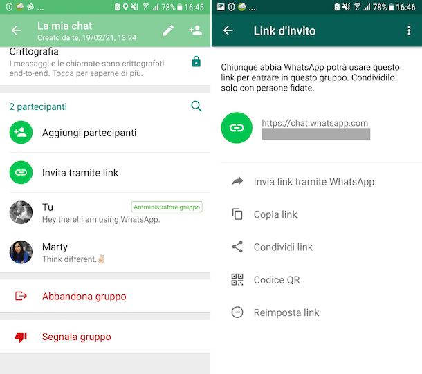 Link gruppo WhatsApp Android