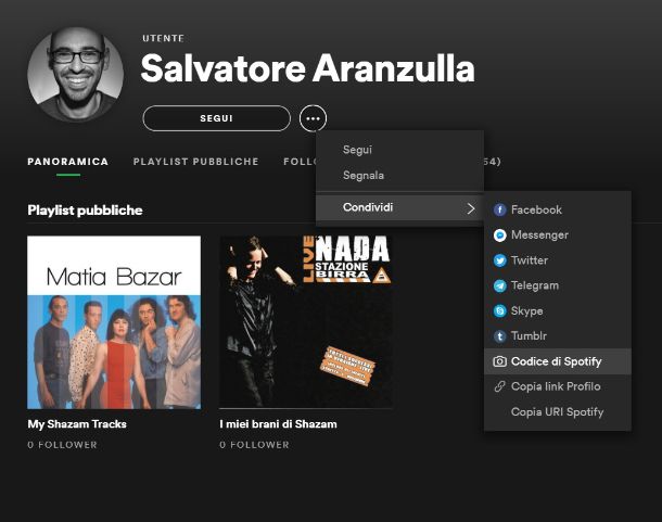 Codice Spotify computer