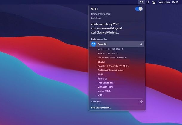 Come vedere frequenza WiFi macOS