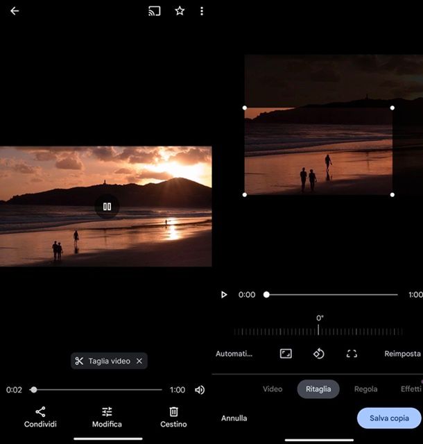 Altre app per ritagliare l'immagine di un video Android Foto