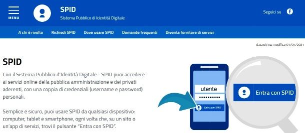 Sito ufficiale dello SPID