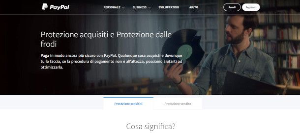 schermata Protezione acquisti PayPal