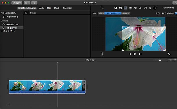 Come ritagliare l'immagine di un video con iMovie