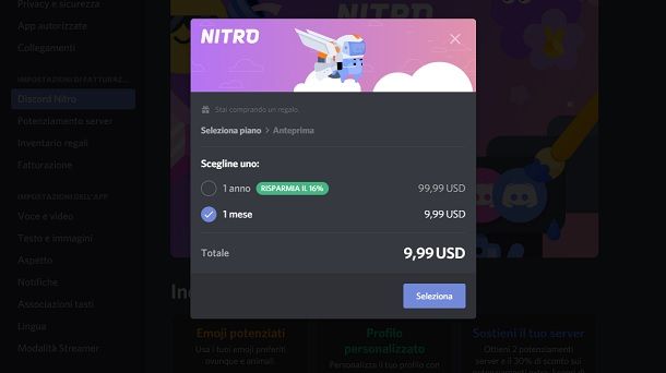 Come regalare abbonamento Discord Nitro