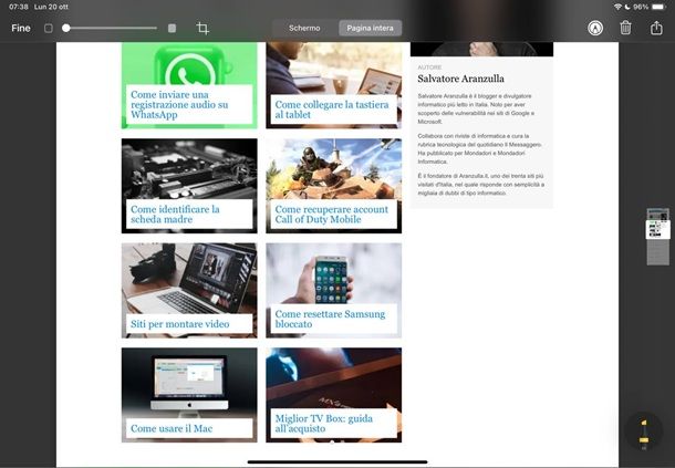 Come fare screenshot su iPad