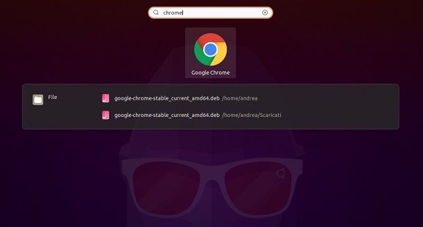 Cerca Google Chrome su Ubuntu