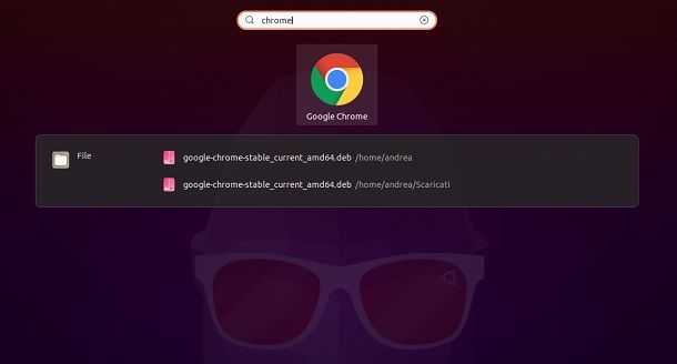 Cerca Google Chrome su Ubuntu