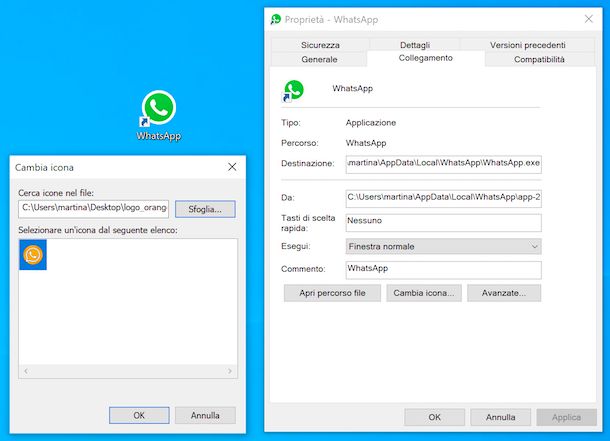 Cambiare icona WhatsApp Windows