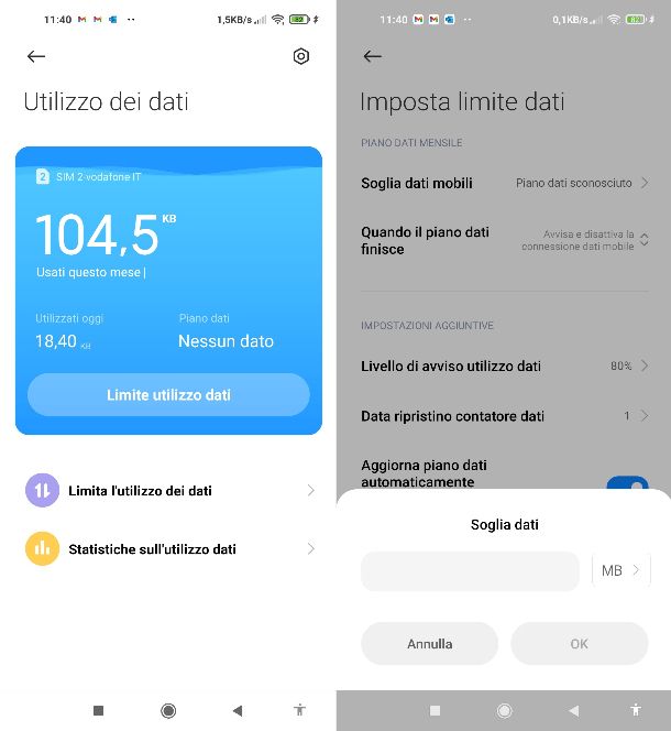 Soglia dati connessione