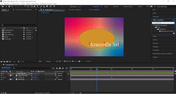 schermata effetti after effects