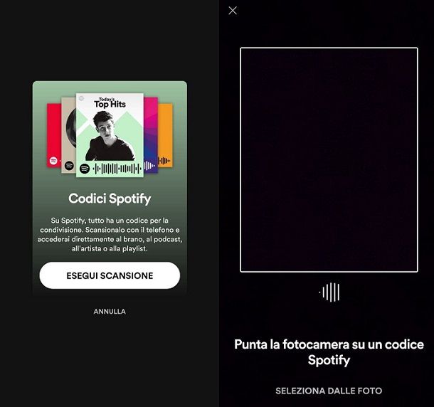 Come scansione codice Spotify