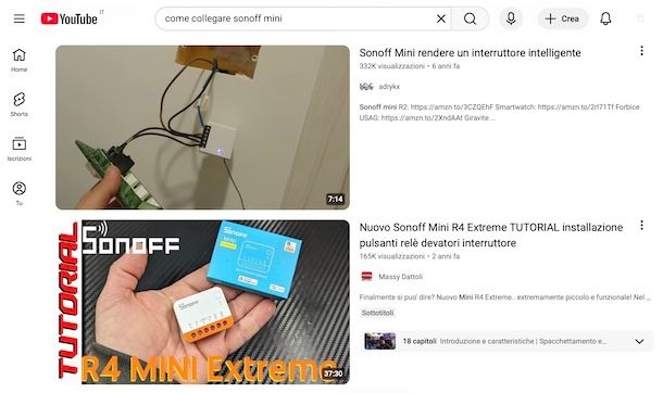 Video guide su YouTube per Sonoff Mini