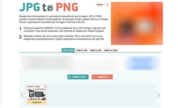 Come trasformare una foto in PNG con JPG2PNG