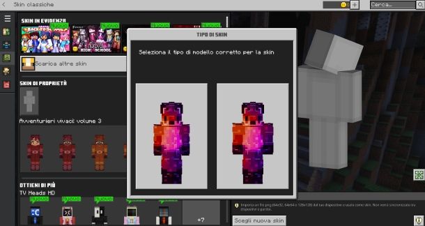 Come cambiare skin su Minecraft Bedrock Edition